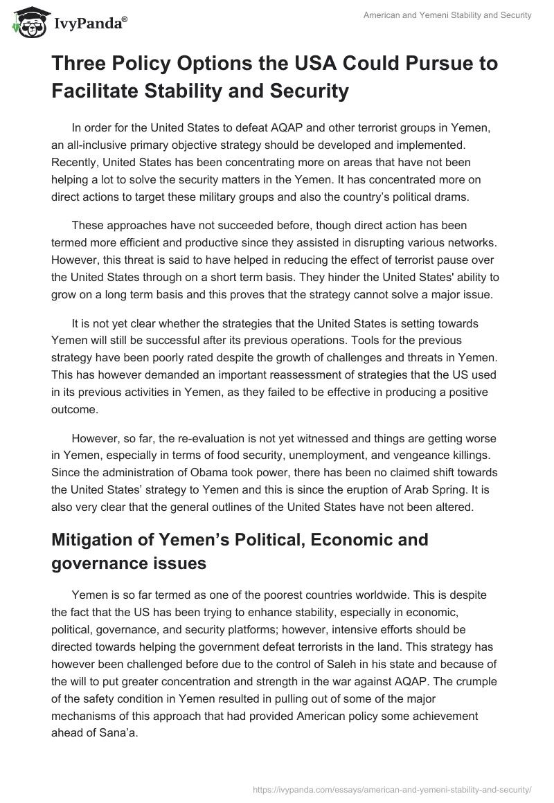 American and Yemeni Stability and Security. Page 3