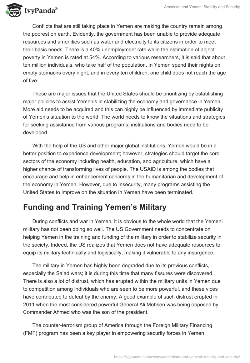 American and Yemeni Stability and Security. Page 4