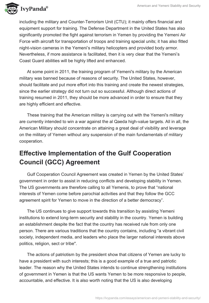 American and Yemeni Stability and Security. Page 5