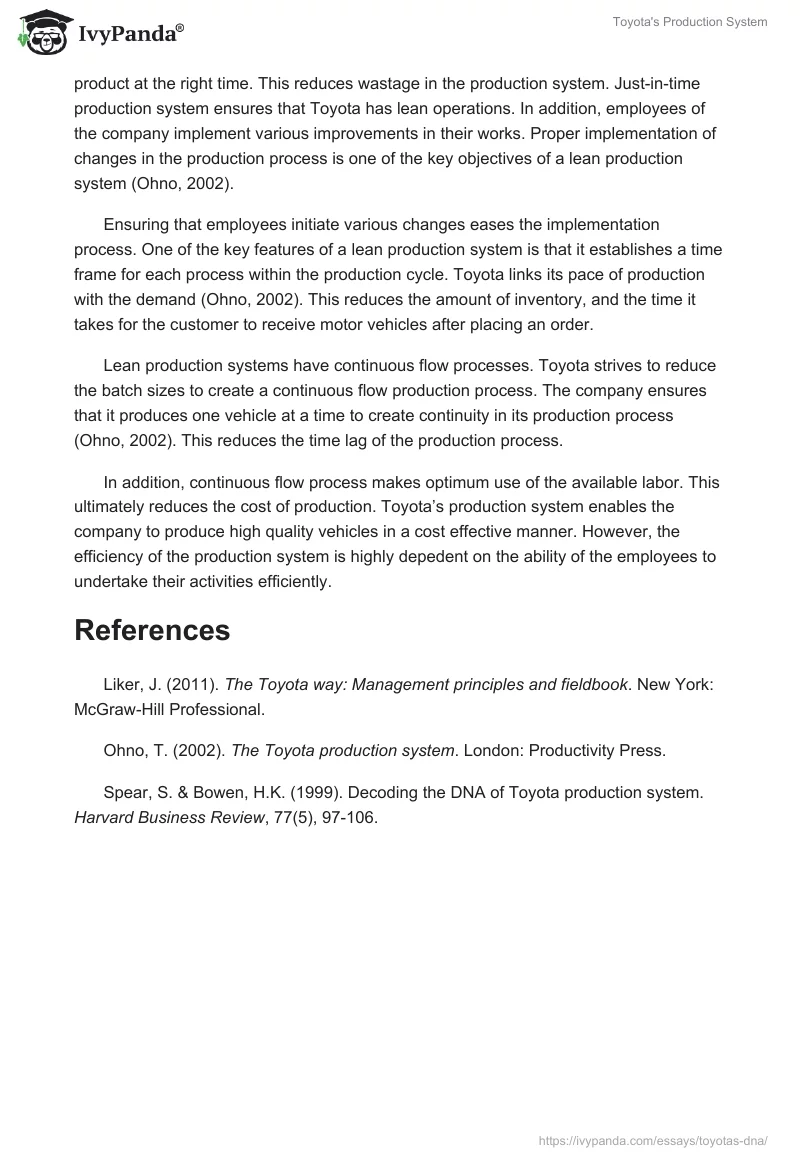 Toyota's Production System. Page 2