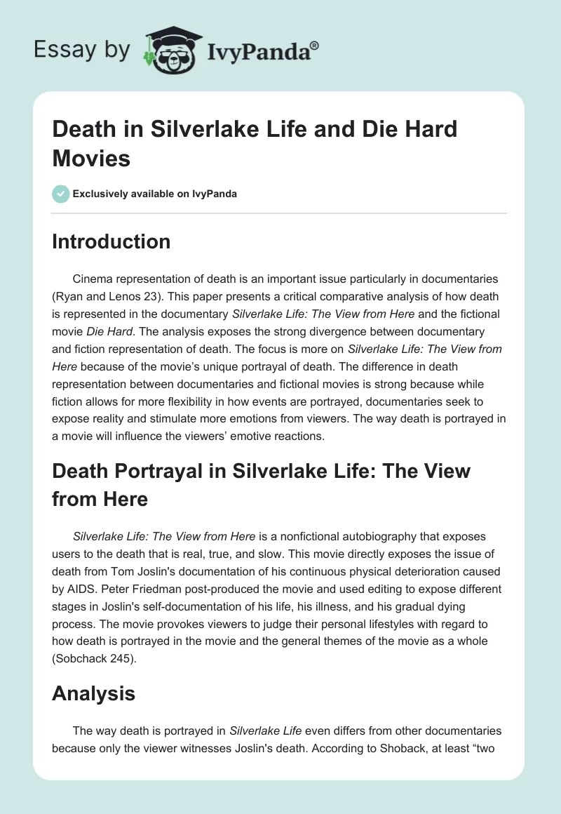 Death in "Silverlake Life" and "Die Hard" Movies. Page 1