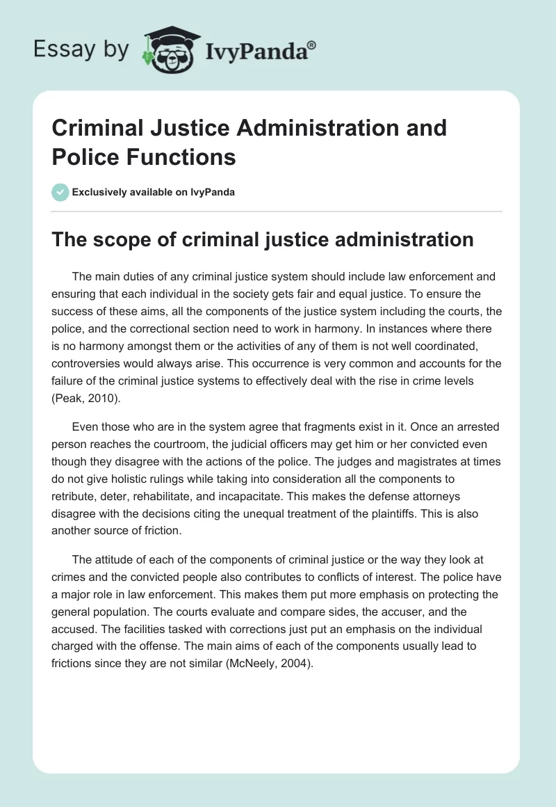 Criminal Justice Administration and Police Functions. Page 1