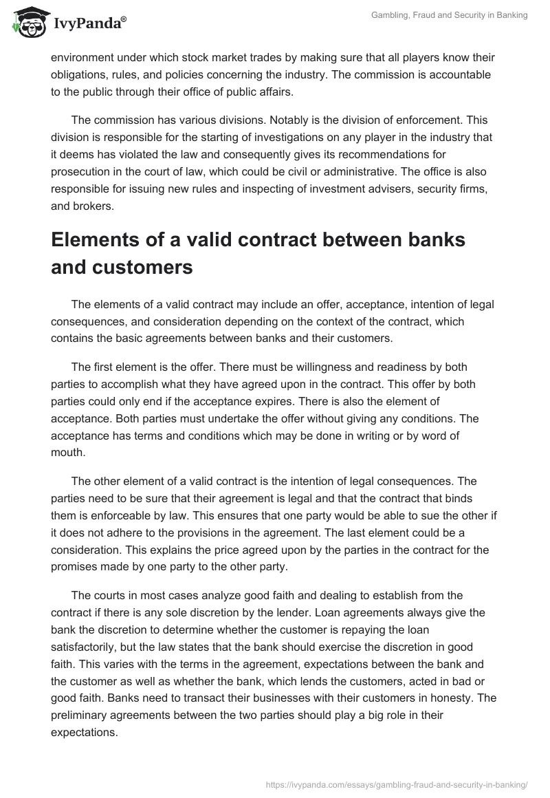 Gambling, Fraud and Security in Banking. Page 2