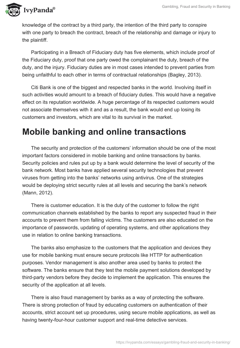 Gambling, Fraud and Security in Banking. Page 4
