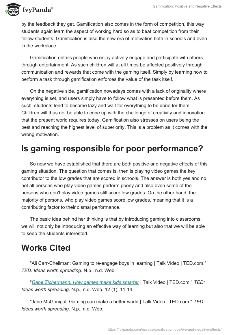 Gamification: Positive and Negative Effects. Page 2