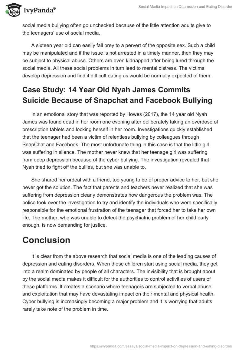 Social Media Impact on Depression and Eating Disorder. Page 4