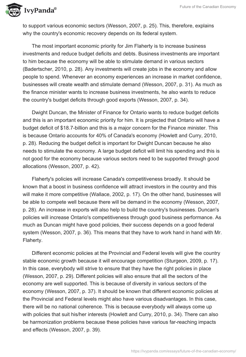 Future of the Canadian Economy. Page 2