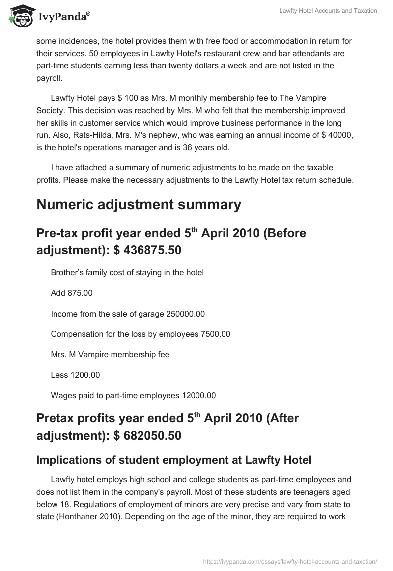 Lawfty Hotel Accounts and Taxation. Page 2