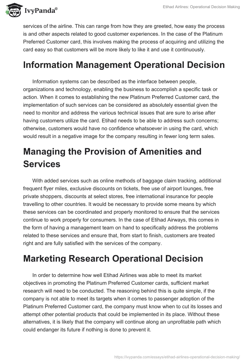 Etihad Airlines: Operational Decision Making. Page 3