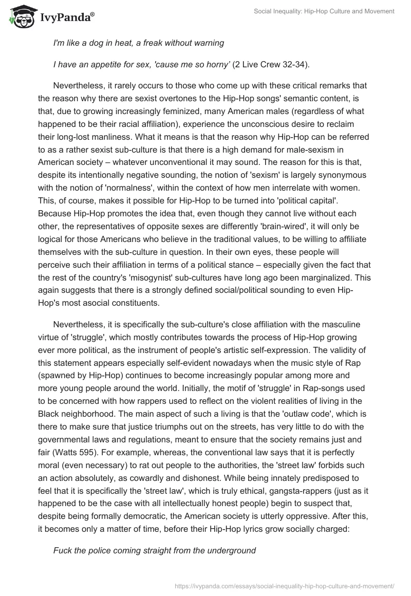 Social Inequality: Hip-Hop Culture and Movement. Page 4