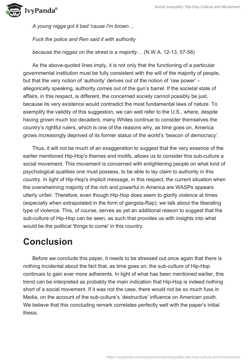 Social Inequality: Hip-Hop Culture and Movement. Page 5