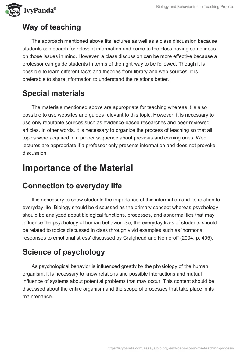 Biology and Behavior in the Teaching Process. Page 2