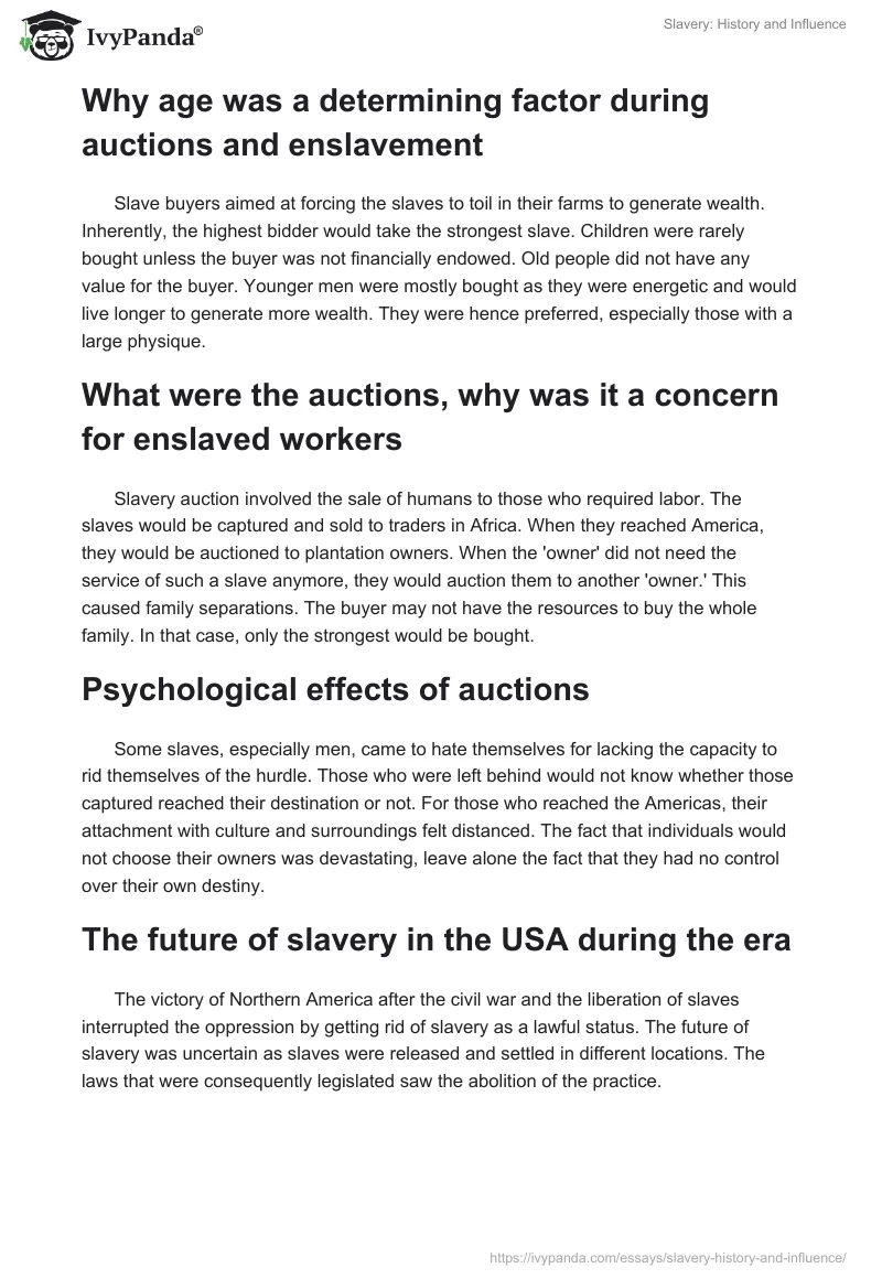 Slavery: History and Influence. Page 2