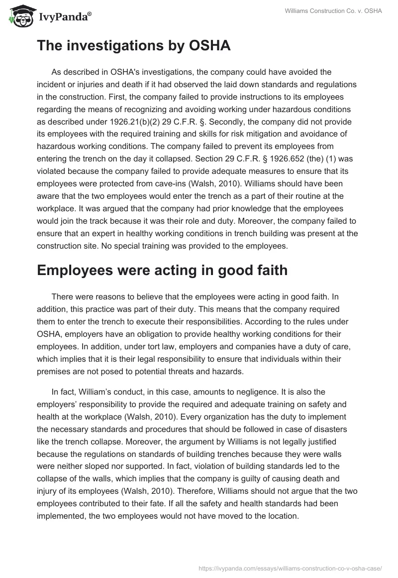 Williams Construction Co. vs. OSHA. Page 2