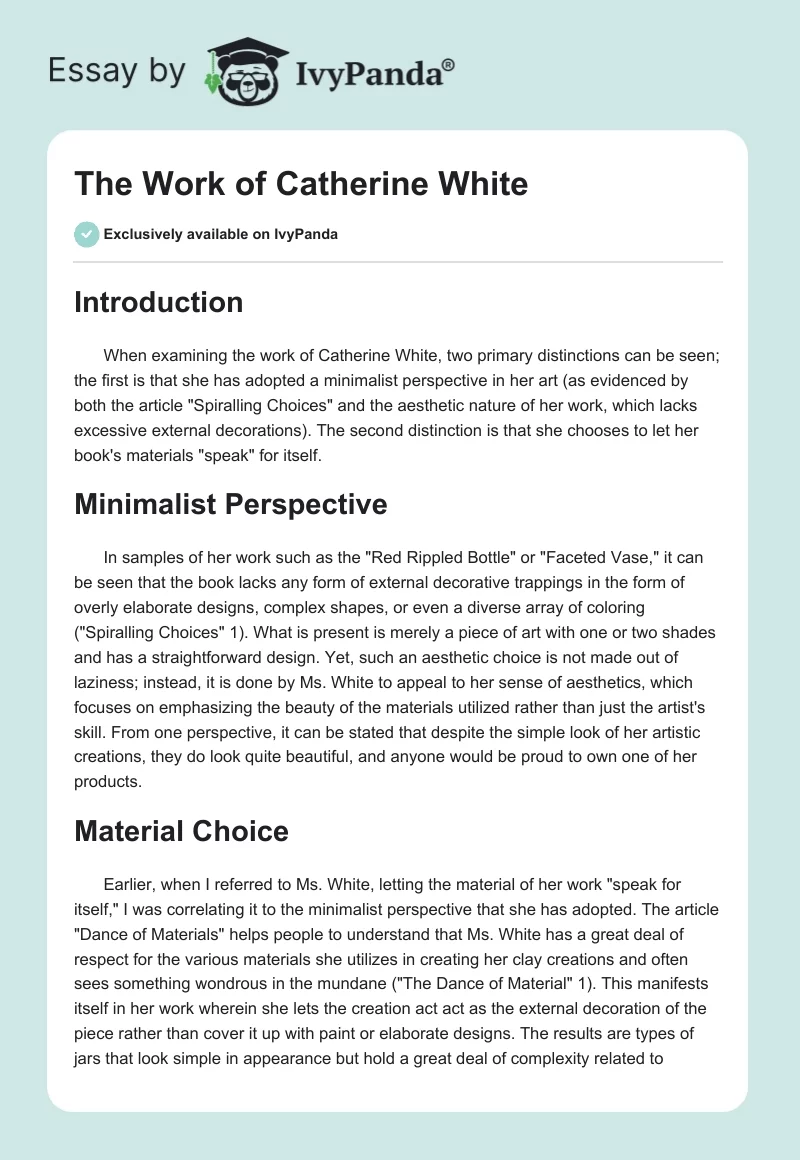 The Work of Catherine White. Page 1