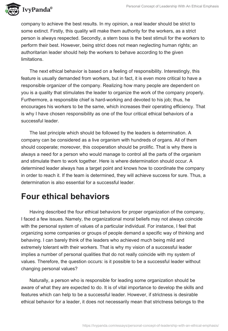 Personal Concept of Leadership With An Ethical Emphasis. Page 3