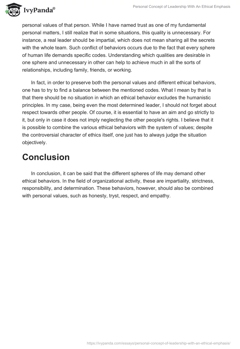 Personal Concept of Leadership With An Ethical Emphasis. Page 4