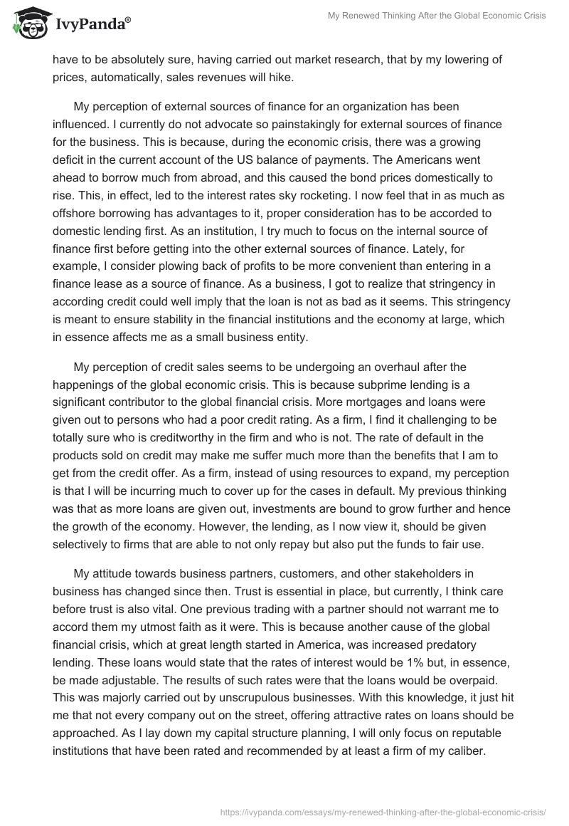 My Renewed Thinking After the Global Economic Crisis. Page 3