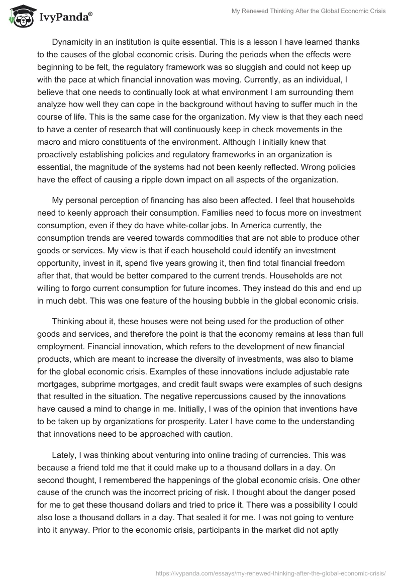 My Renewed Thinking After the Global Economic Crisis. Page 4