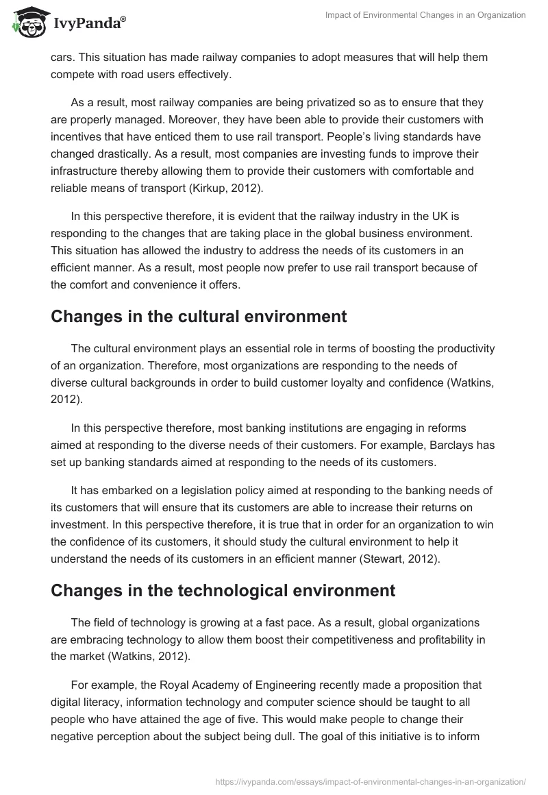 Impact of Environmental Changes in an Organization. Page 2