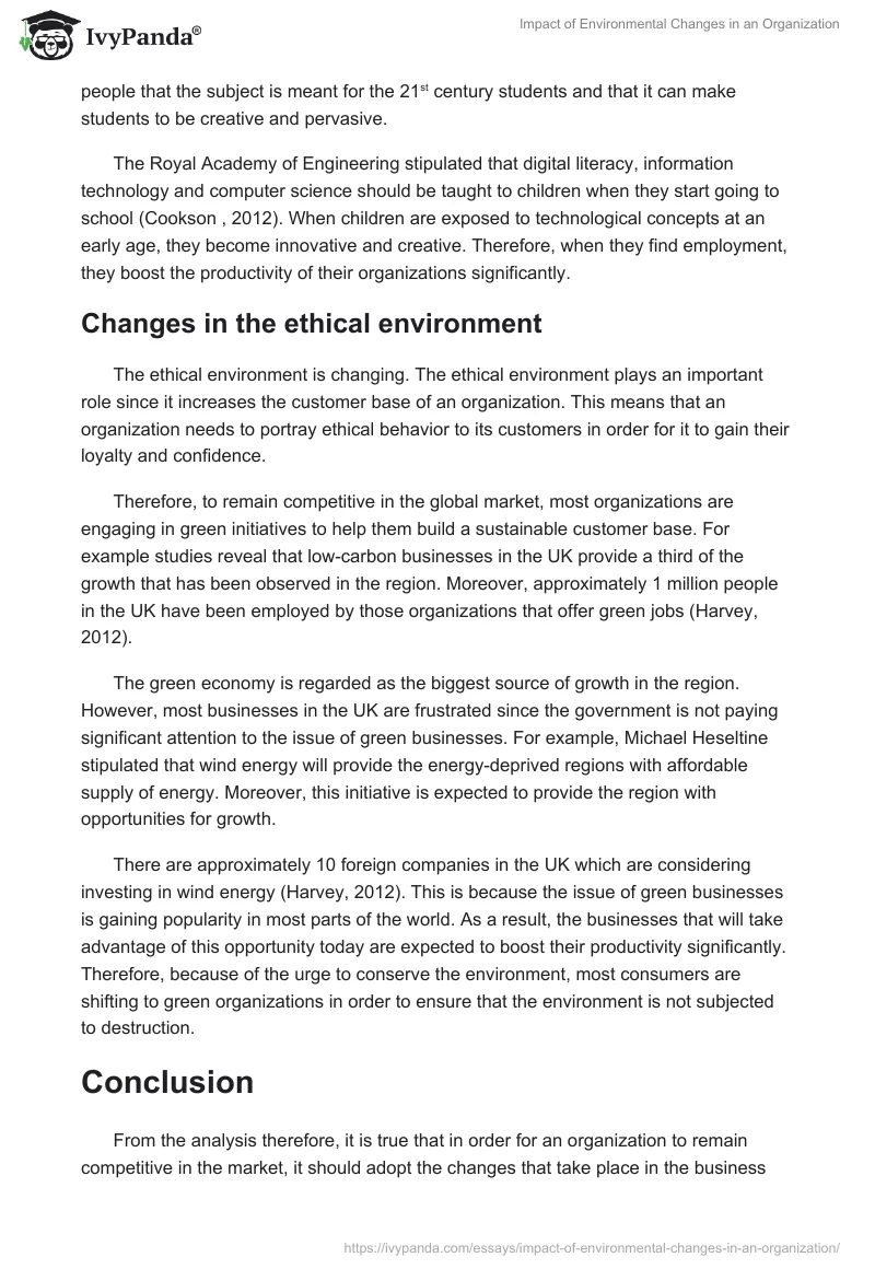 Impact of Environmental Changes in an Organization. Page 3
