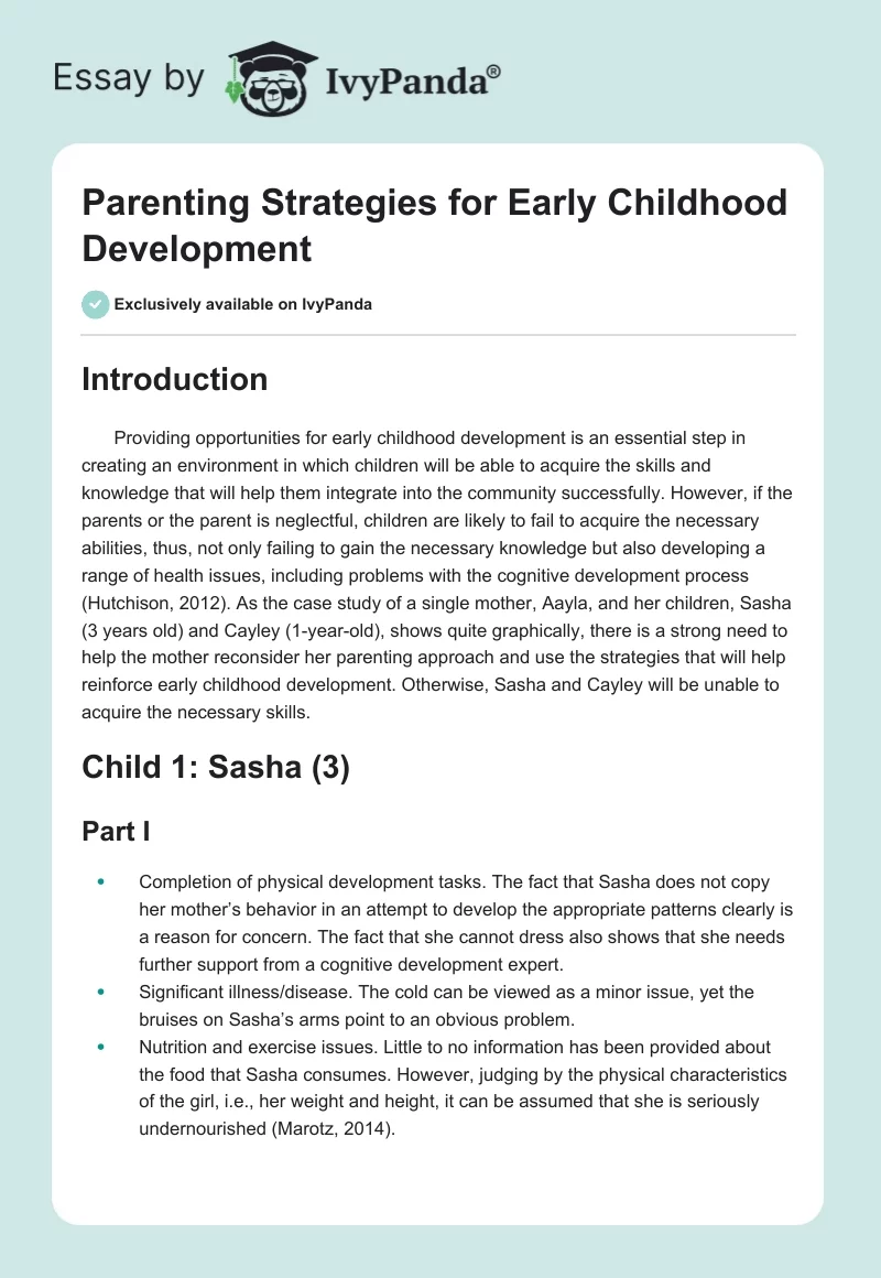Parenting Strategies for Early Childhood Development. Page 1