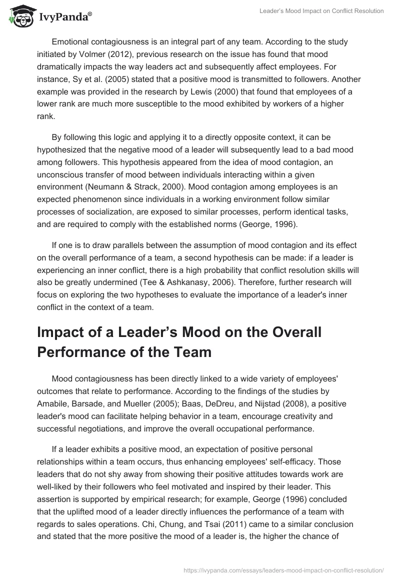 Leader’s Mood Impact on Conflict Resolution. Page 2