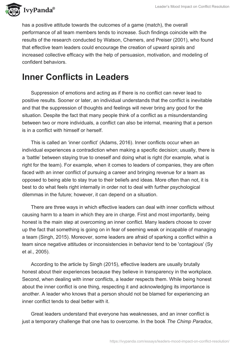 Leader’s Mood Impact on Conflict Resolution. Page 5