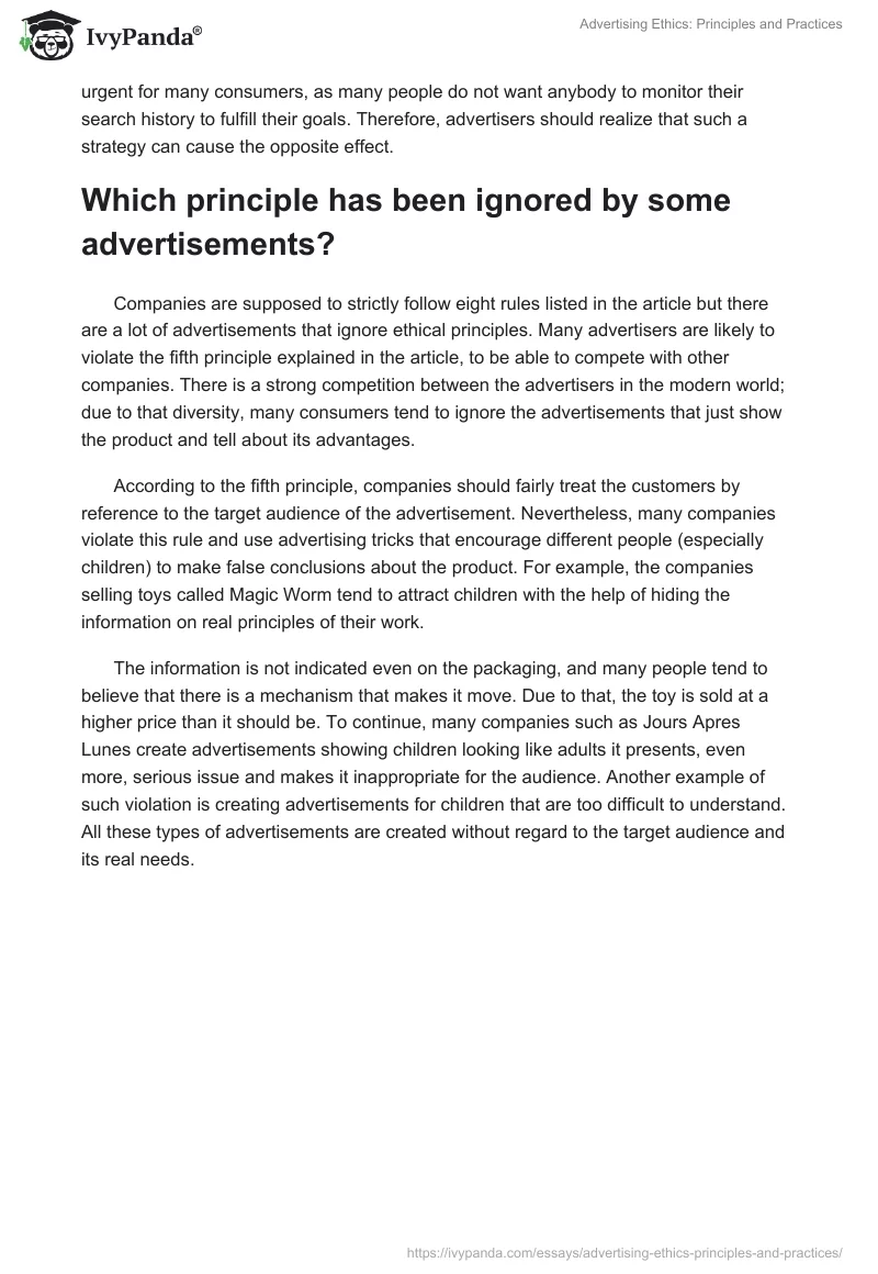 Advertising Ethics: Principles and Practices. Page 2