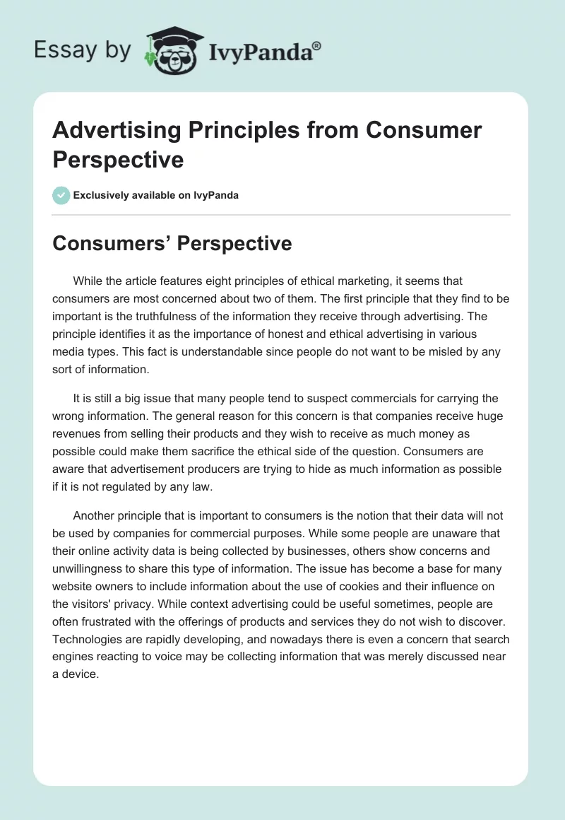 Advertising Principles from Consumer Perspective. Page 1