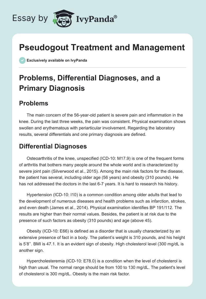 Pseudogout Treatment and Management. Page 1