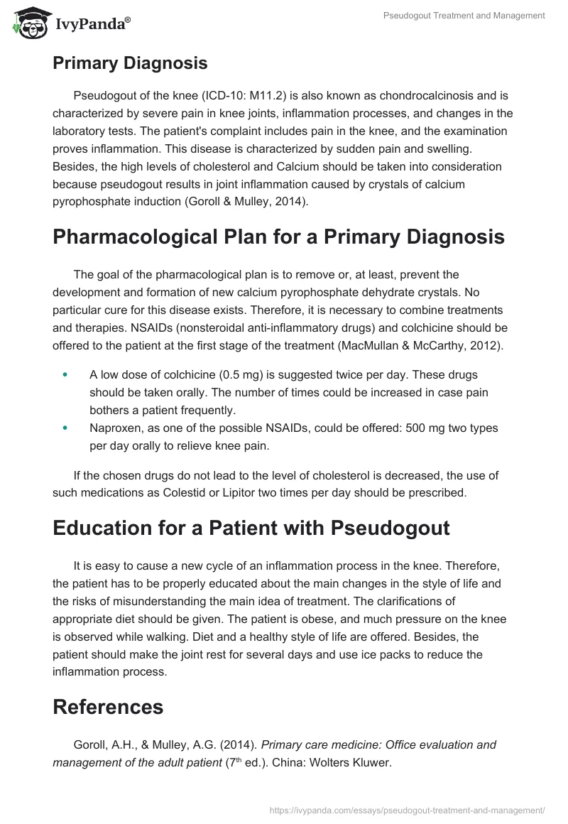 Pseudogout Treatment and Management. Page 2