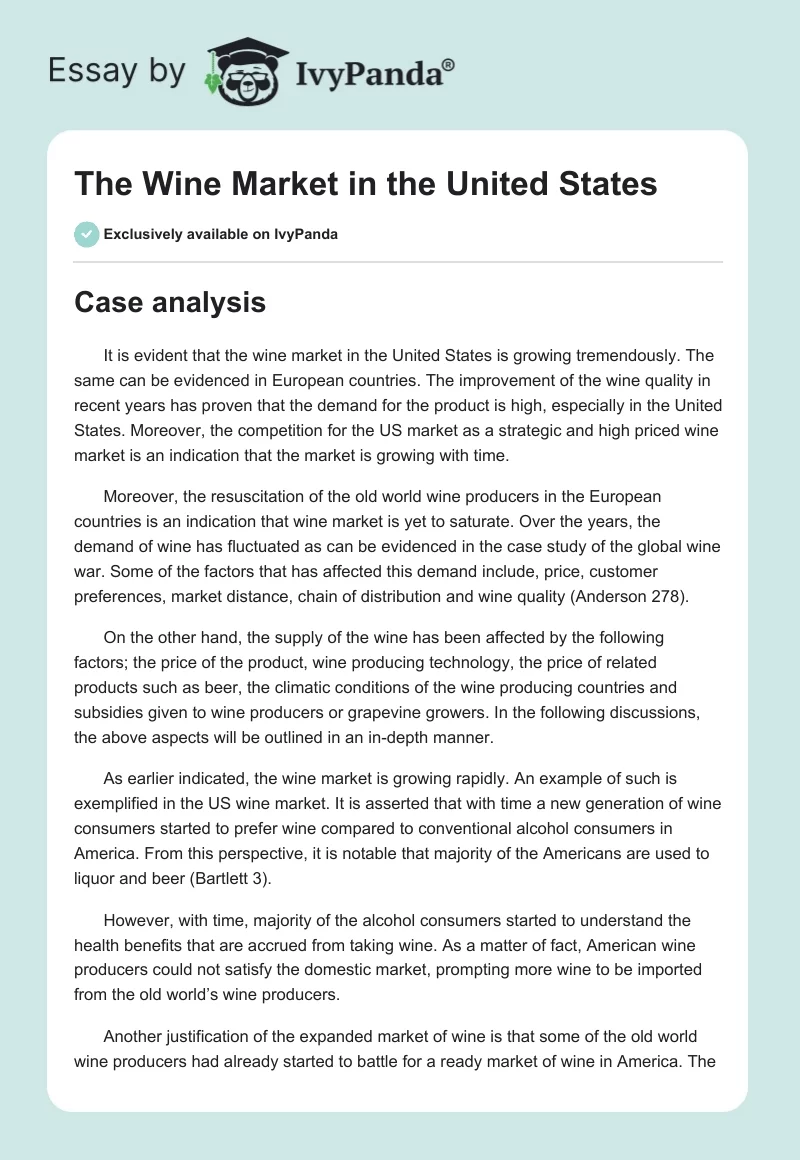 The Wine Market in the United States. Page 1