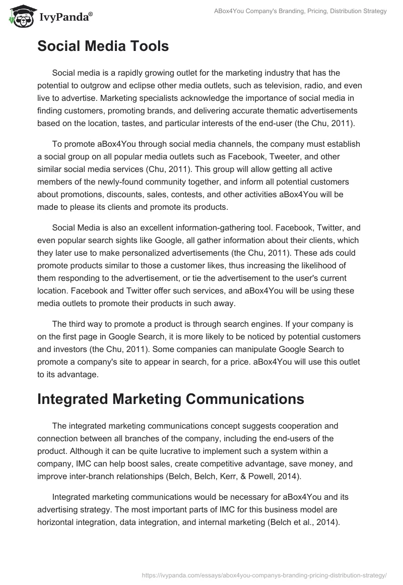 ABox4You Company's Branding, Pricing, Distribution Strategy. Page 4