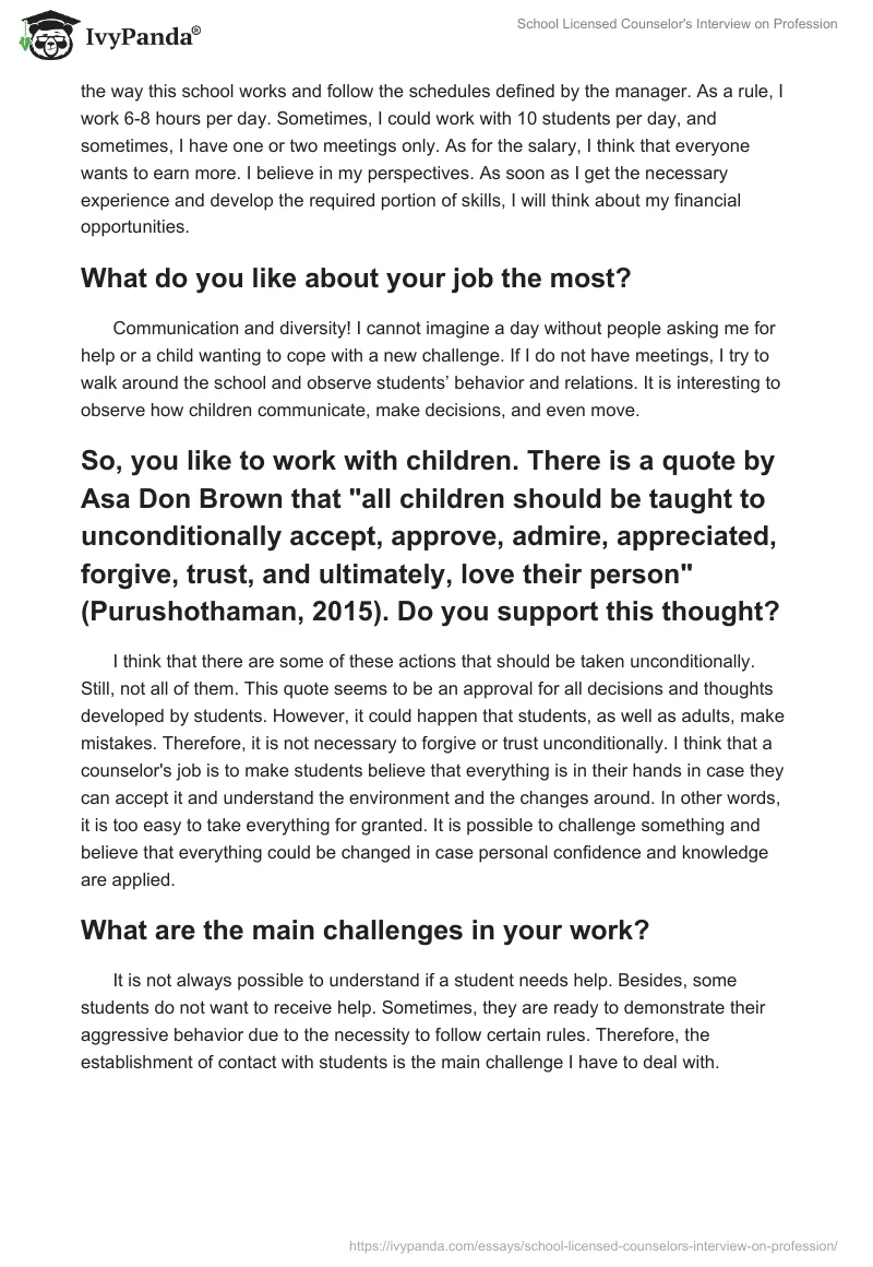 School Licensed Counselor's Interview on Profession. Page 3