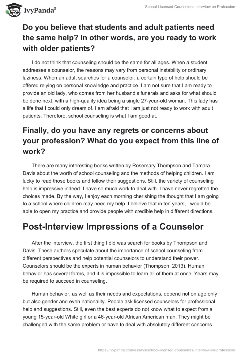 School Licensed Counselor's Interview on Profession. Page 4