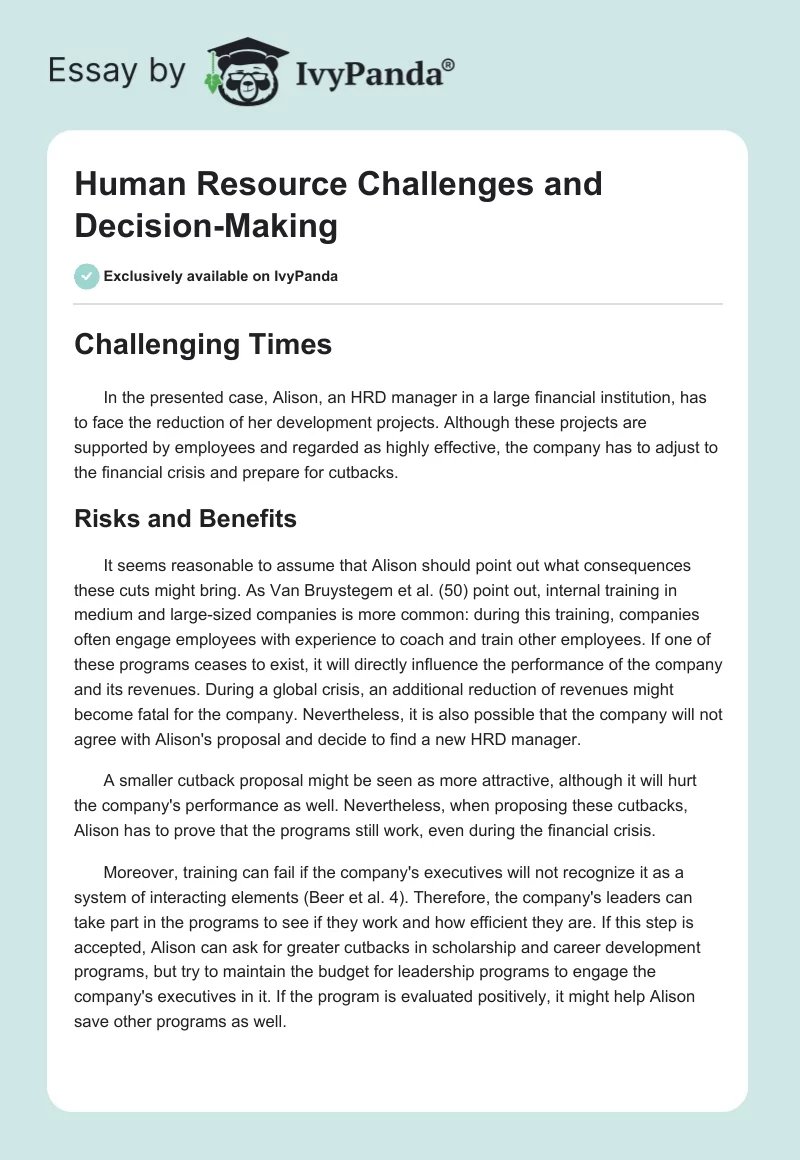 Human Resource Challenges and Decision-Making. Page 1