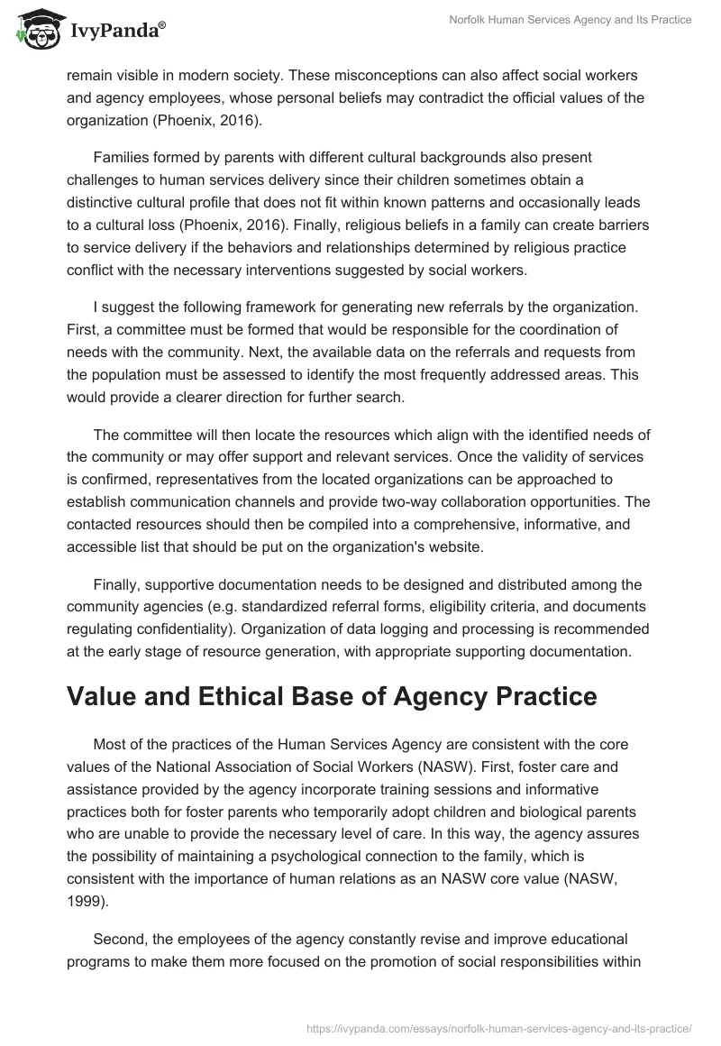 Norfolk Human Services Agency and Its Practice. Page 2
