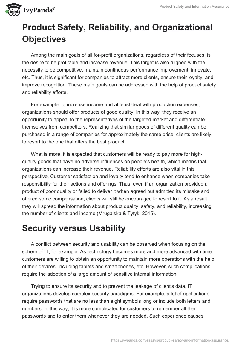 Product Safety and Information Assurance. Page 2