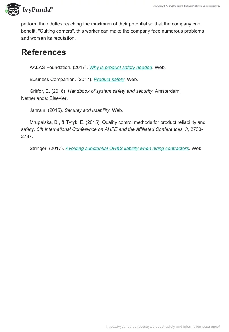 Product Safety and Information Assurance. Page 4