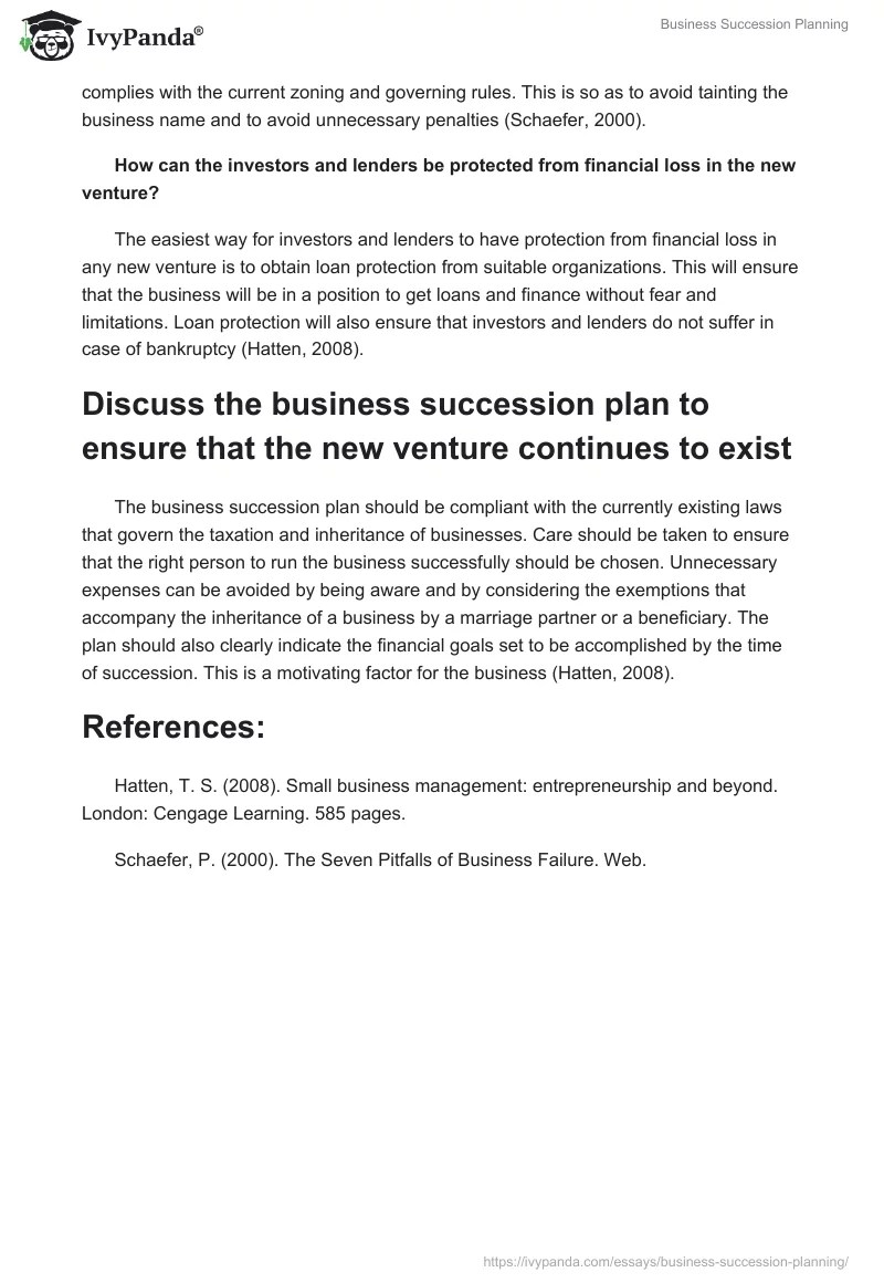 Business Succession Planning. Page 3