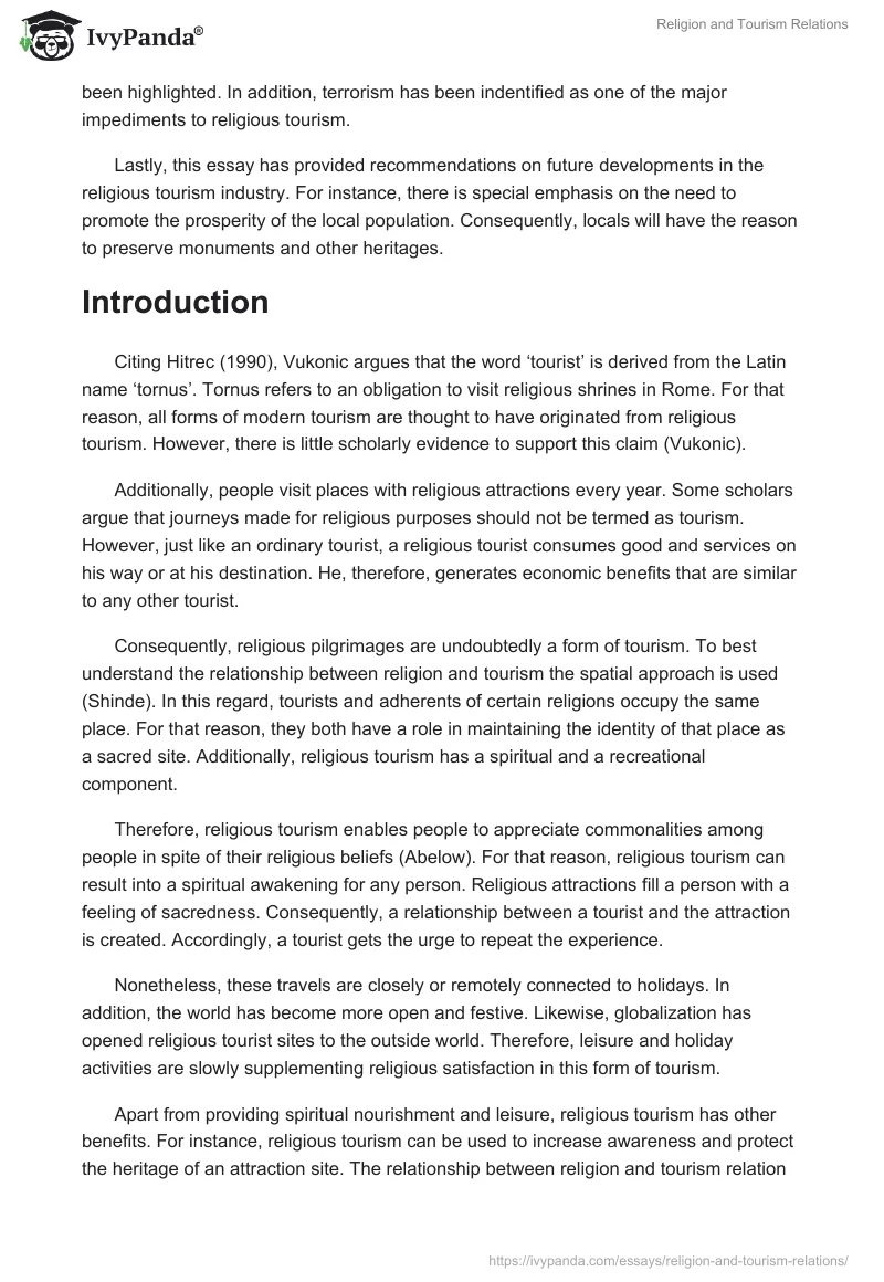 Religion and Tourism Relations. Page 2