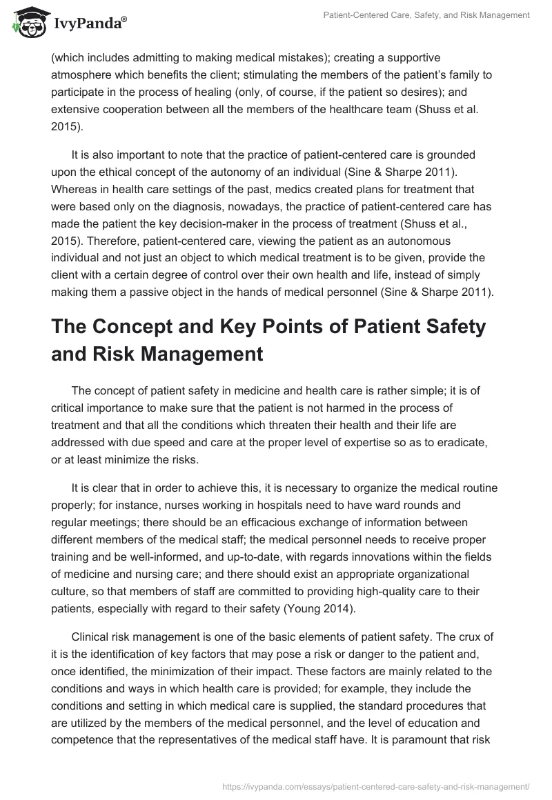Patient-Centered Care, Safety, and Risk Management. Page 2