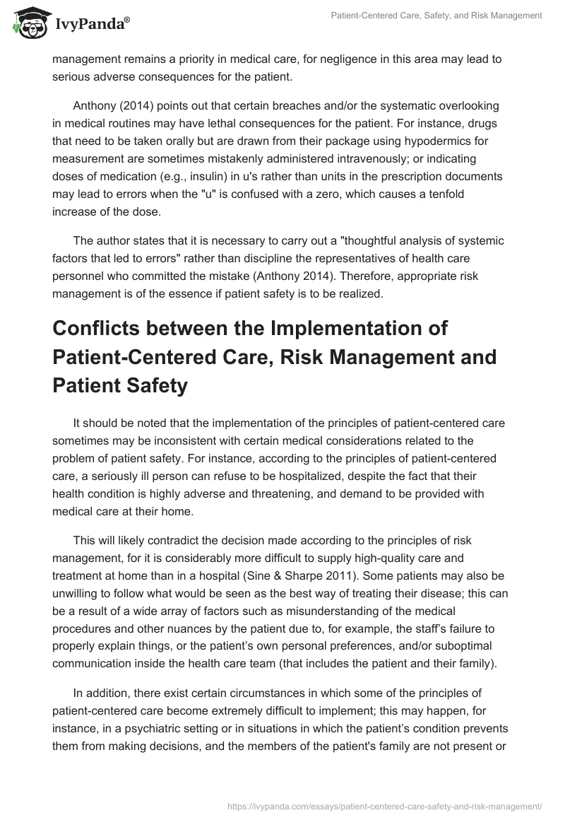 Patient-Centered Care, Safety, and Risk Management. Page 3