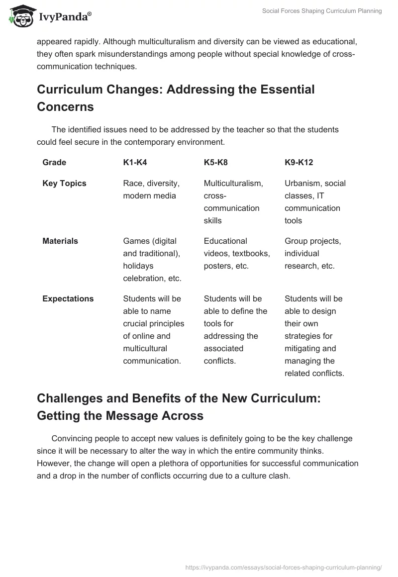 Social Forces Shaping Curriculum Planning. Page 2