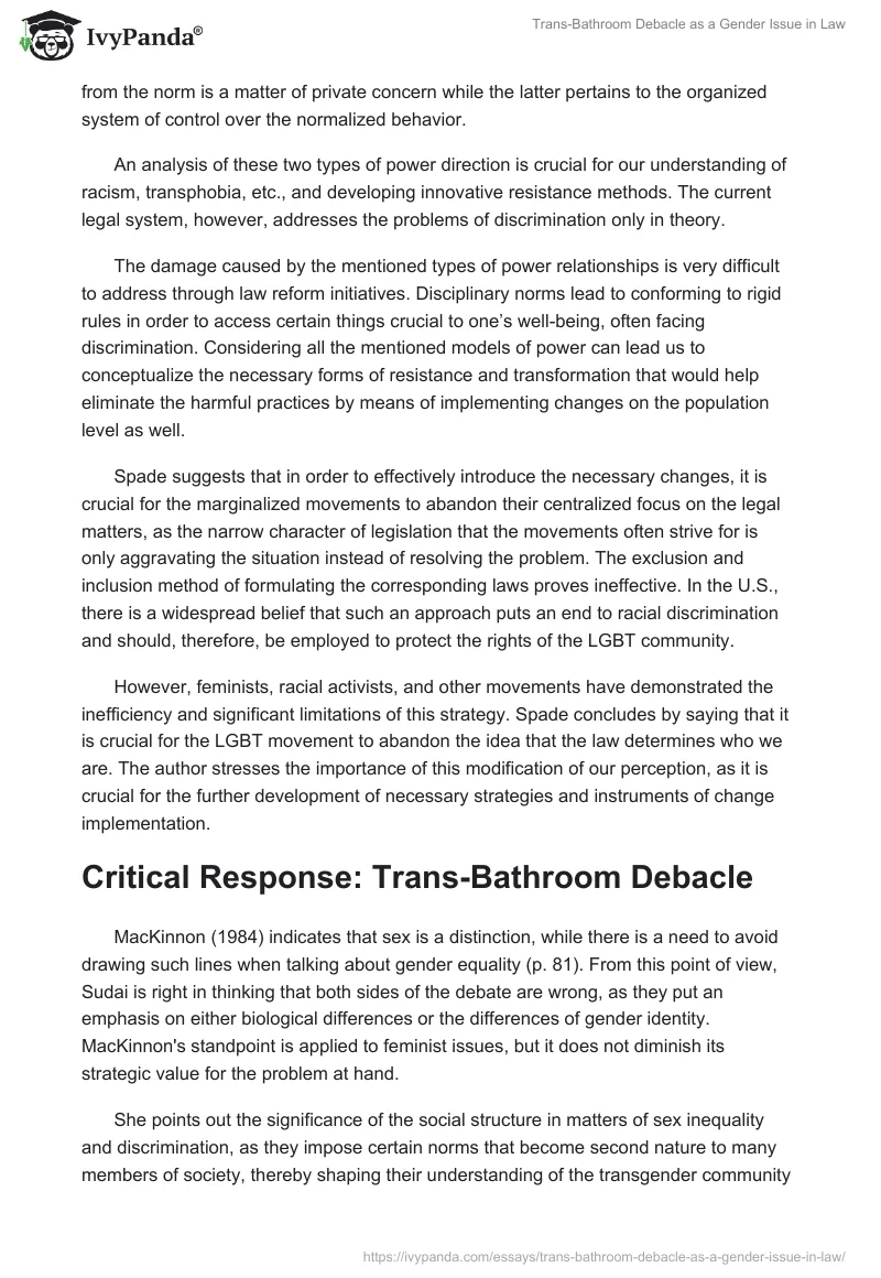 Trans-Bathroom Debacle as a Gender Issue in Law. Page 3