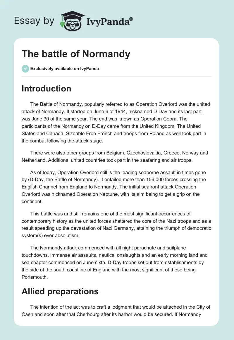 The battle of Normandy. Page 1