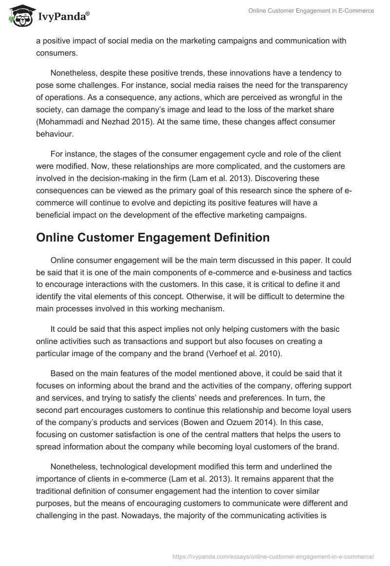 Online Customer Engagement in E-Commerce. Page 3