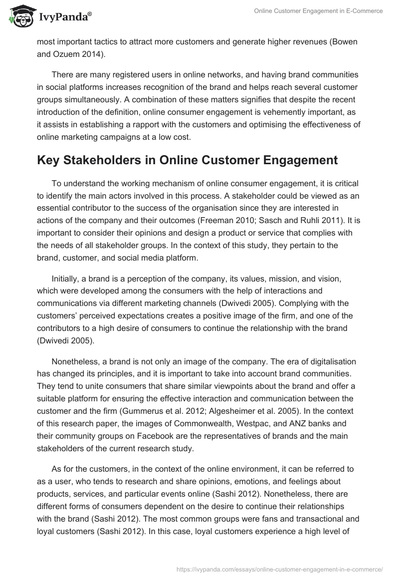 Online Customer Engagement in E-Commerce. Page 5