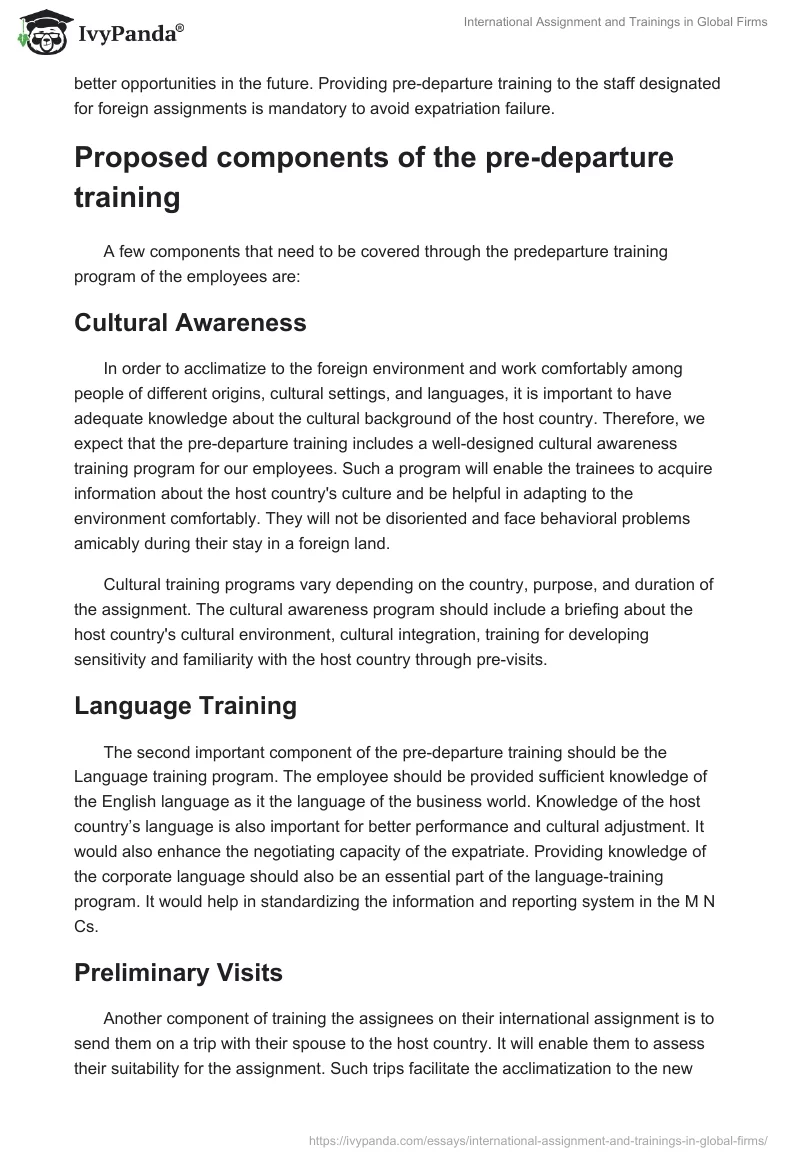 International Assignment and Trainings in Global Firms. Page 2